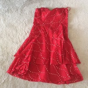Anthro strapless layered polka dot dot